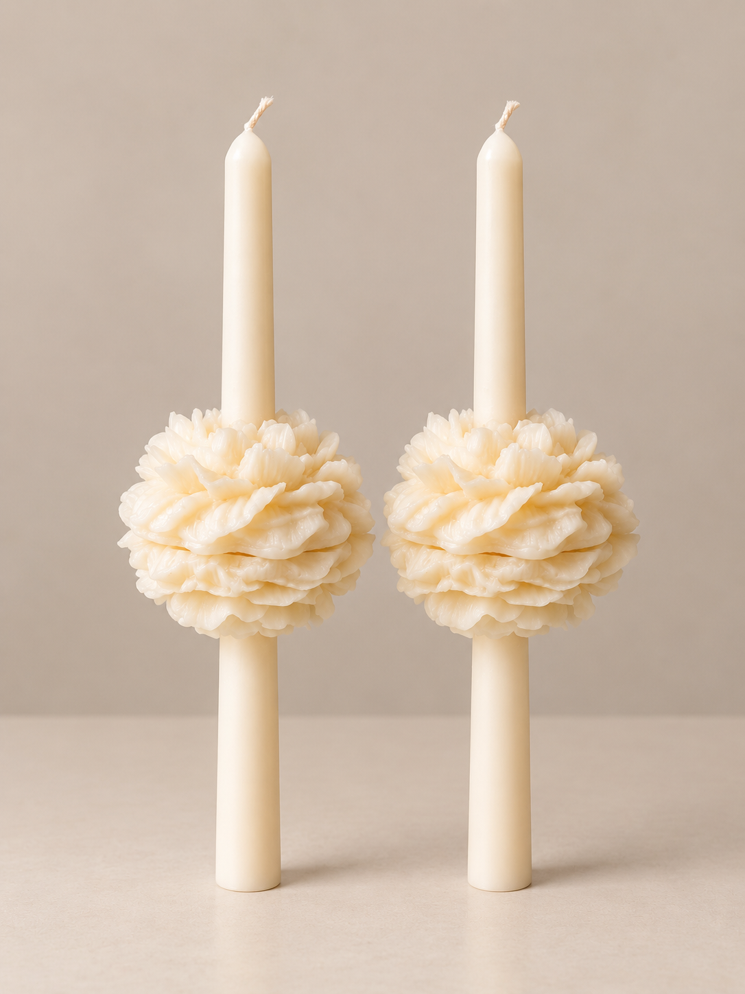 Elegant Sculpted Floral Taper Candles – Set of 2 CANDLEZ.IN