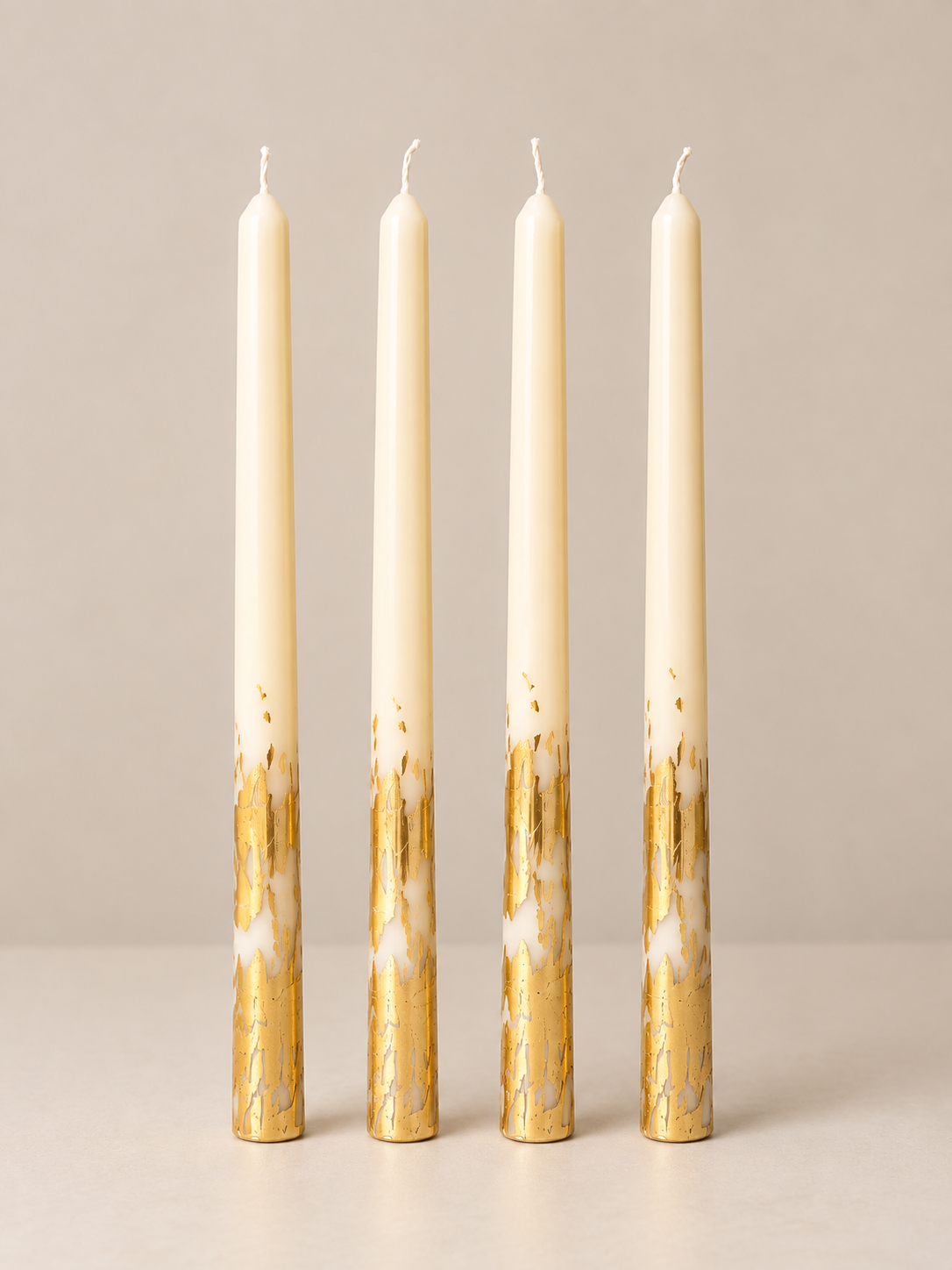 Ivory & Gold Dipped Tapers CANDLEZ.IN