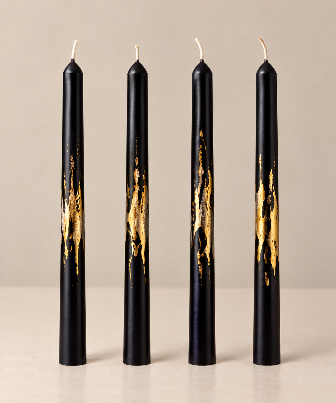 Black & Gold Splatter Tapers CANDLEZ.IN